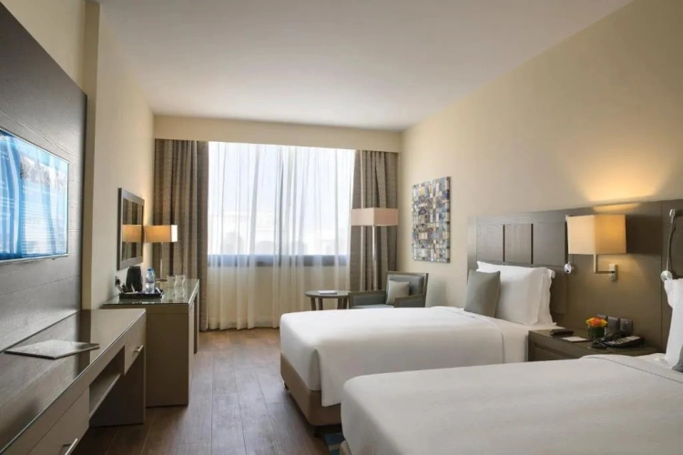 Twin room with pool view