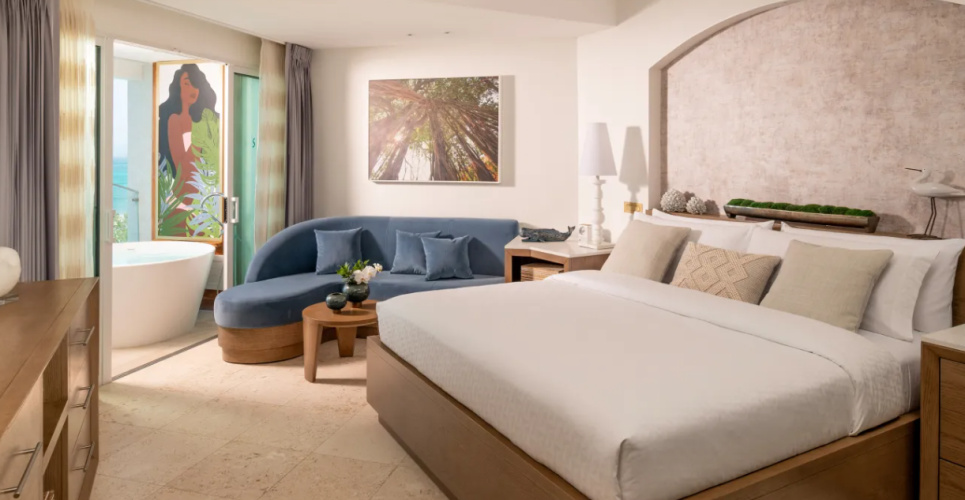 Mammee Bay Club Level Tranquility Soaking Tub room with balcony and with ocean view