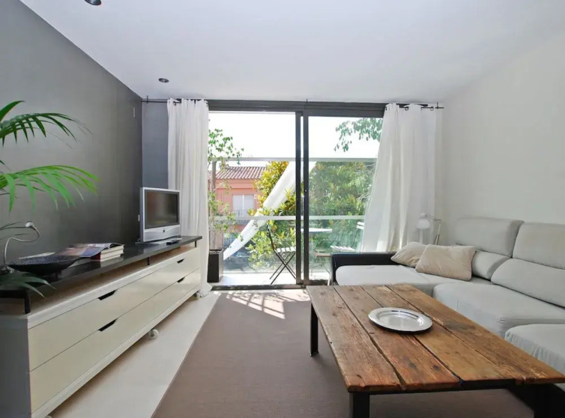 Blue fridge apartment