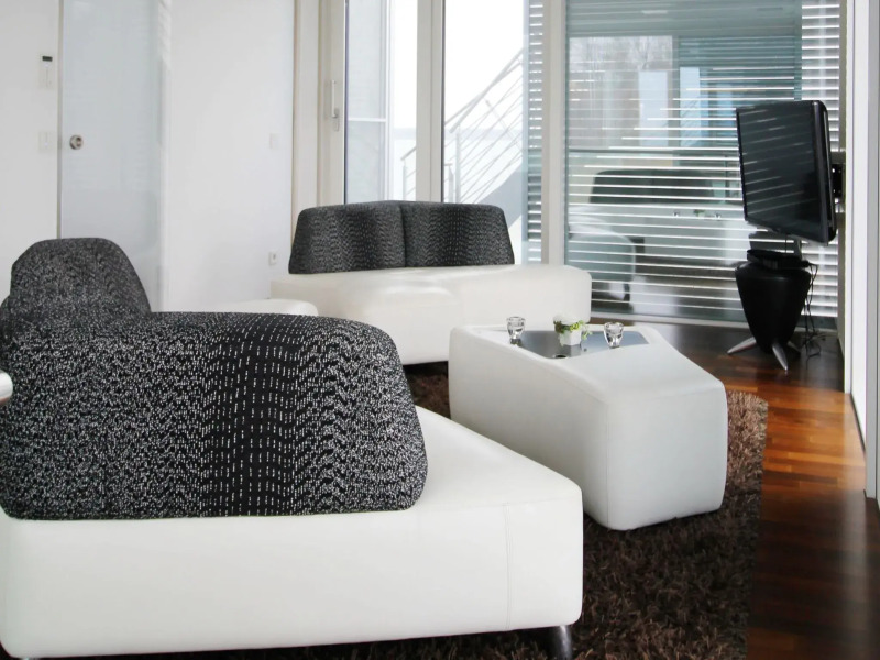 A holiday home in Geierswalde with a roof terrace