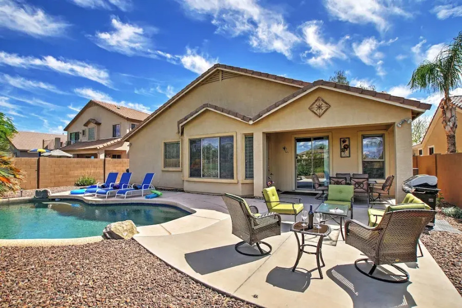 Private Pool + Golf Course View: Queen Creek Home