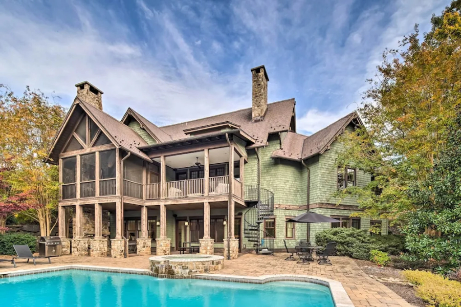 Pool & Mountain Views: Stunning Mill Spring Home!