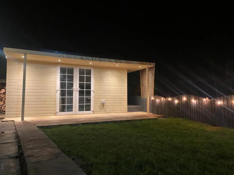 Apple tree hut, in a private garden