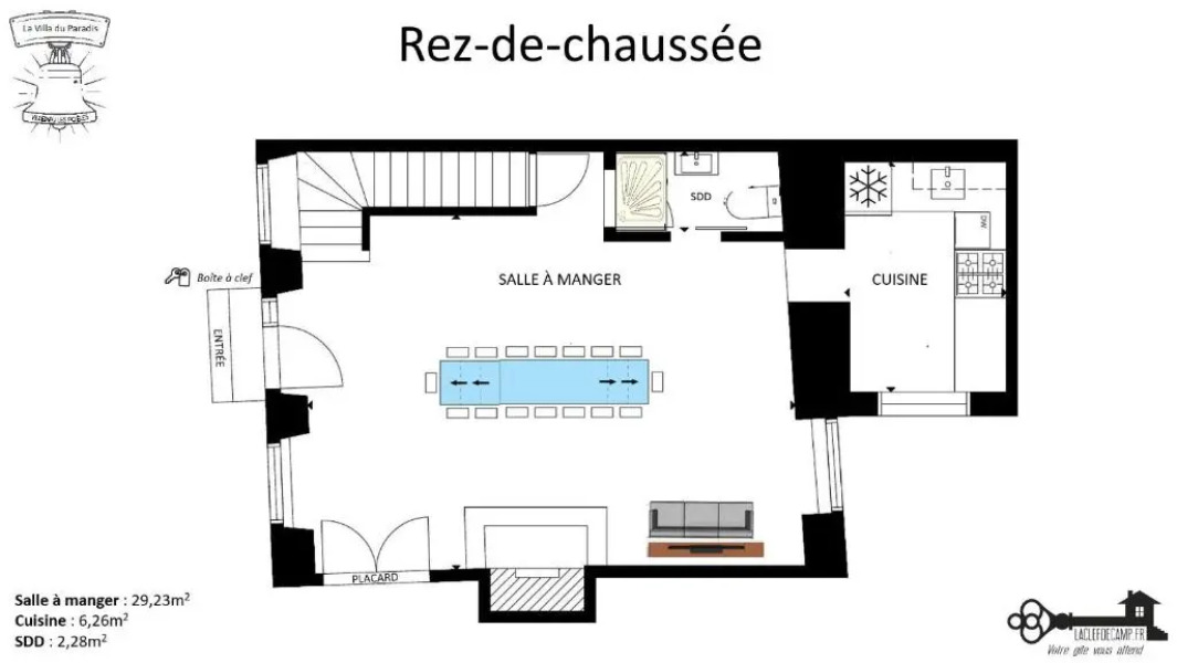 La Villa et Cours du Paradis gîte 4 étoiles, Billard BabyFoot, société La Clef Decamp