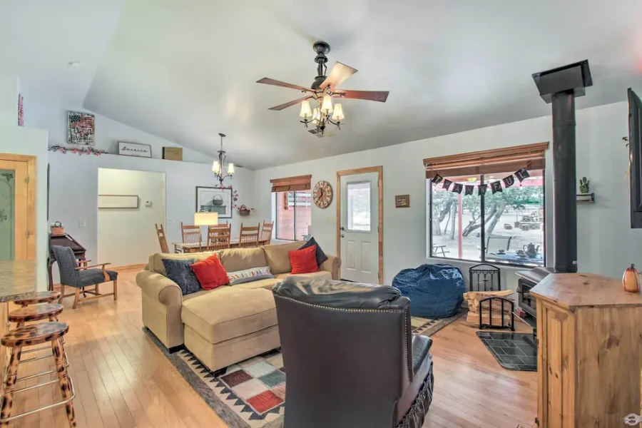 Fire Pit, Fenced Yard: Overgaard Cabin Near Hiking