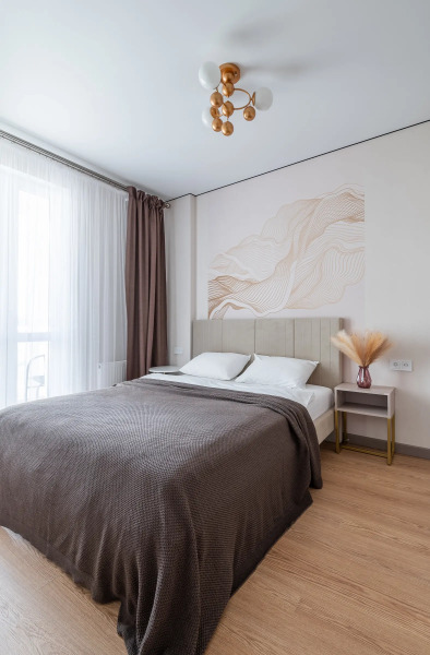 Квартира на сутки Парк Челюскинцев Самозаселение Wi-Fi Кондиционер Кухня объединена с жилой зоной Отдельная спальня