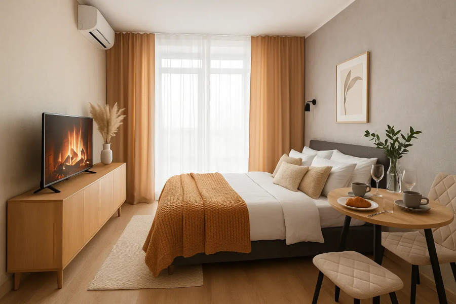 Апартаменты Светлая Студия Рядом с Метро Нижегородская