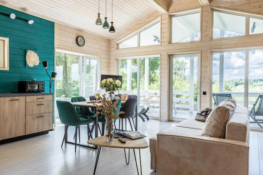 Частный Дом панорамный у леса и озера с сауной и купелью