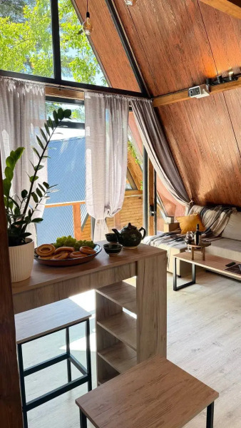 Шале А-фрейм Горный приют в эко стиле с потрясающим видом на горы Красной Поляны