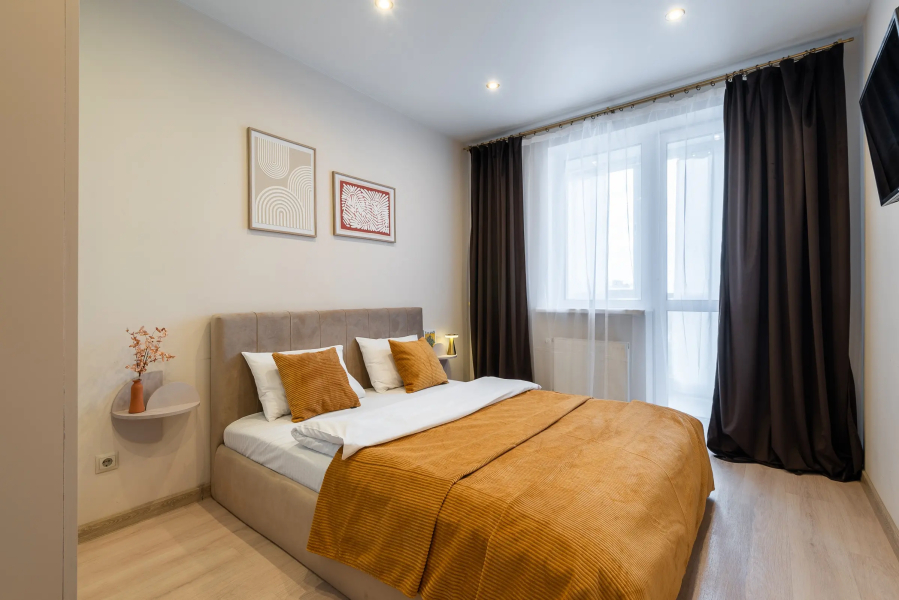 Квартира на сутки Центр Метро в 3 минутах Wi-Fi Кухня объединена с жилой зоной Отдельная спальня Балкон