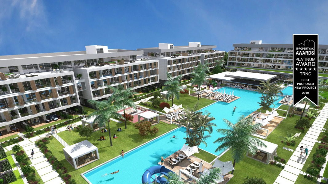 Апартаменты Courtyard Long Beach, Северный Кипр, бассейн, терраса, 500м от моря