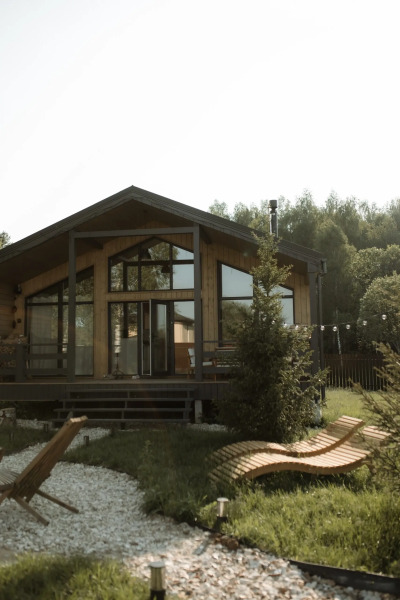 Частный Дом панорамный из пинтерест с камином и сауной